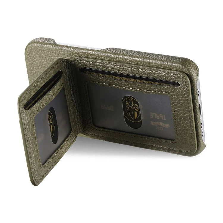 Funda para Samsung Galaxy A06s con Bloqueo RFID para Tarjetas, Cuero con Textura de Cuero de Lichi - Verde Medianoche