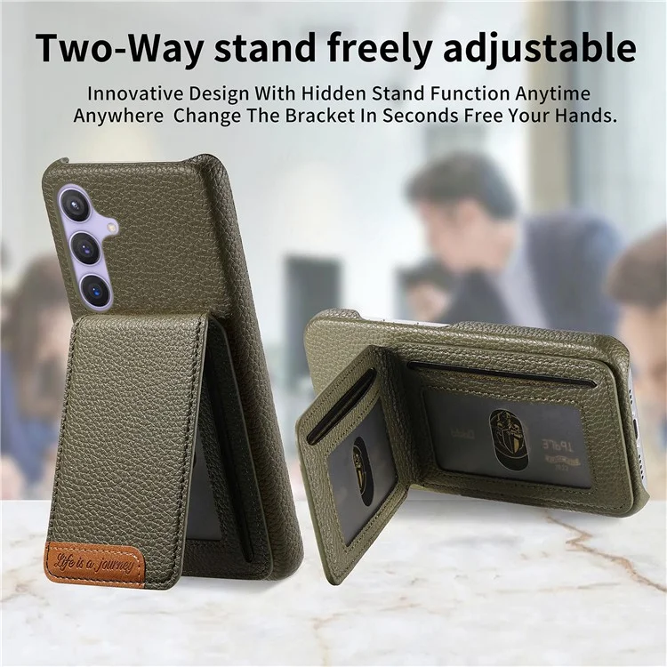 Funda para Samsung Galaxy A06s con Bloqueo RFID para Tarjetas, Cuero con Textura de Cuero de Lichi - Verde Medianoche