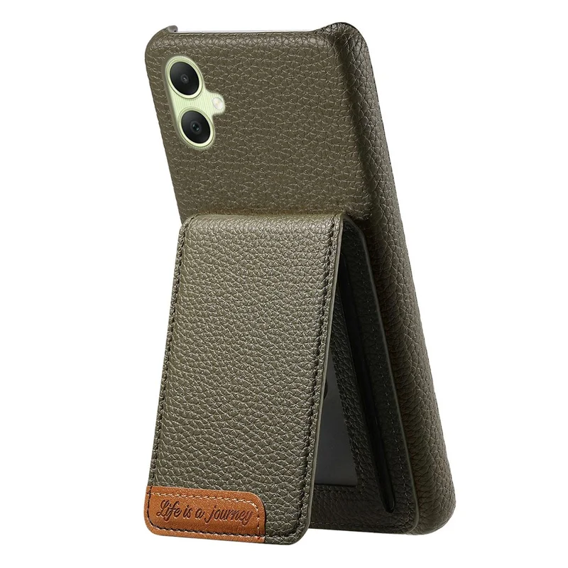 For Samsung Galaxy A06 4G / 5G Case RFID Blocking Card Holder Litchi Texture Leather Back Cover - Midnight Green