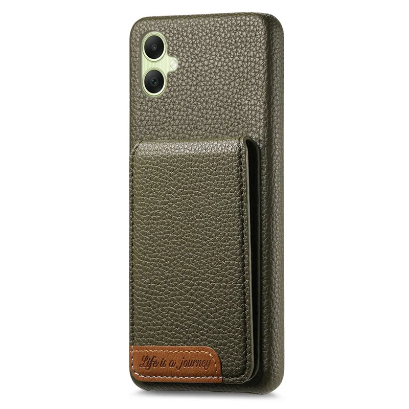 For Samsung Galaxy A06 4G / 5G Case RFID Blocking Card Holder Litchi Texture Leather Back Cover - Midnight Green