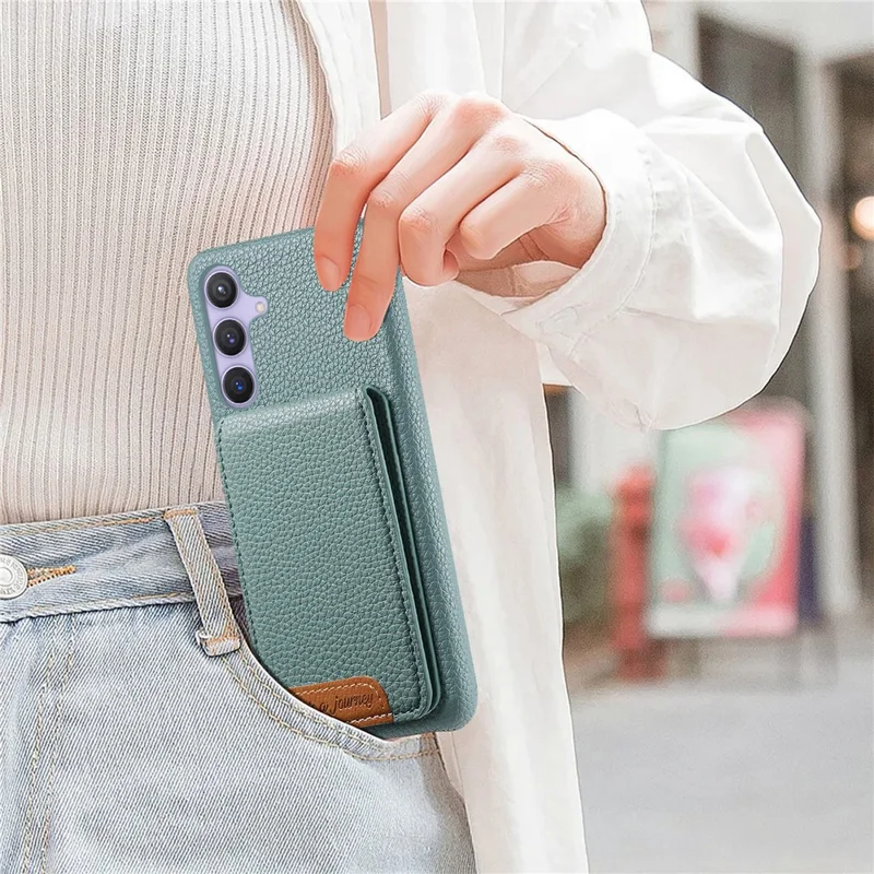 For Samsung Galaxy A26 5G Case RFID Blocking Card Holder Litchi Texture Leather Back Cover - Sky Blue