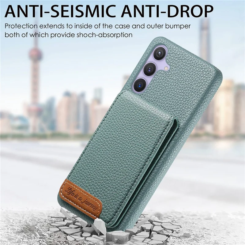 For Samsung Galaxy A26 5G Case RFID Blocking Card Holder Litchi Texture Leather Back Cover - Sky Blue