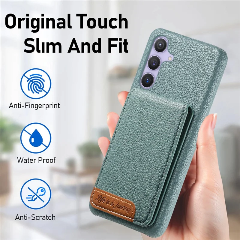For Samsung Galaxy A26 5G Case RFID Blocking Card Holder Litchi Texture Leather Back Cover - Sky Blue