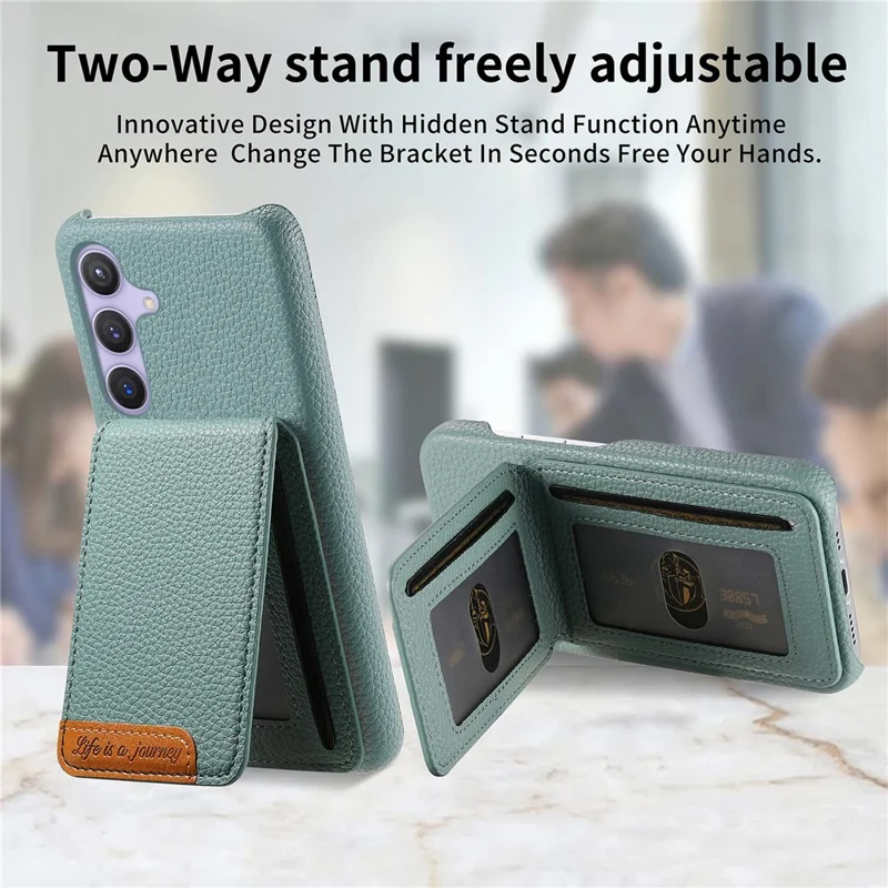 For Samsung Galaxy A26 5G Case RFID Blocking Card Holder Litchi Texture Leather Back Cover - Sky Blue
