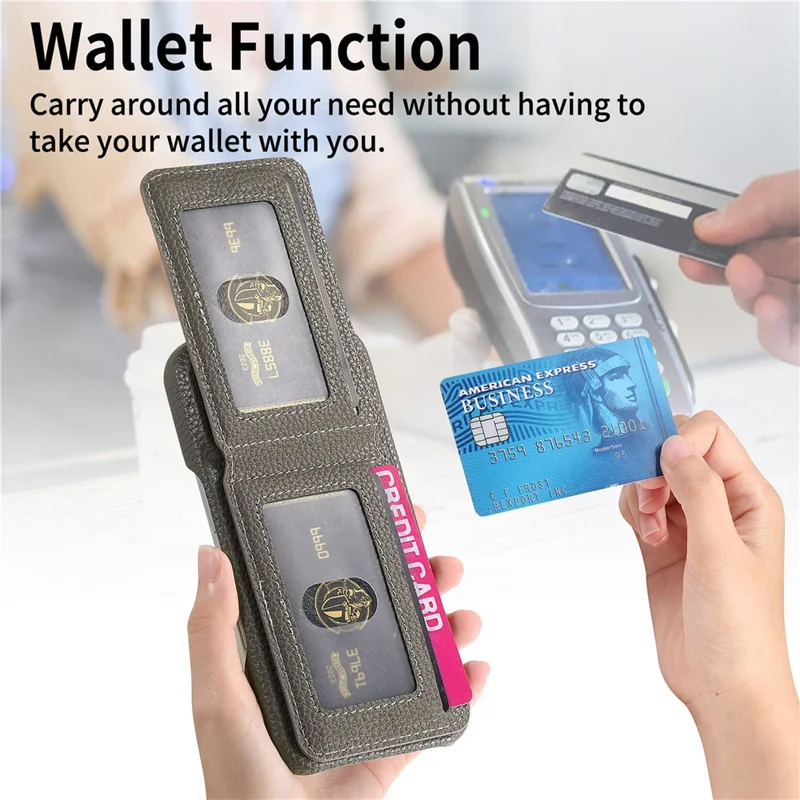 For Samsung Galaxy A16 4G / 5G Case RFID Blocking Card Holder Litchi Texture Leather Back Cover - Grey