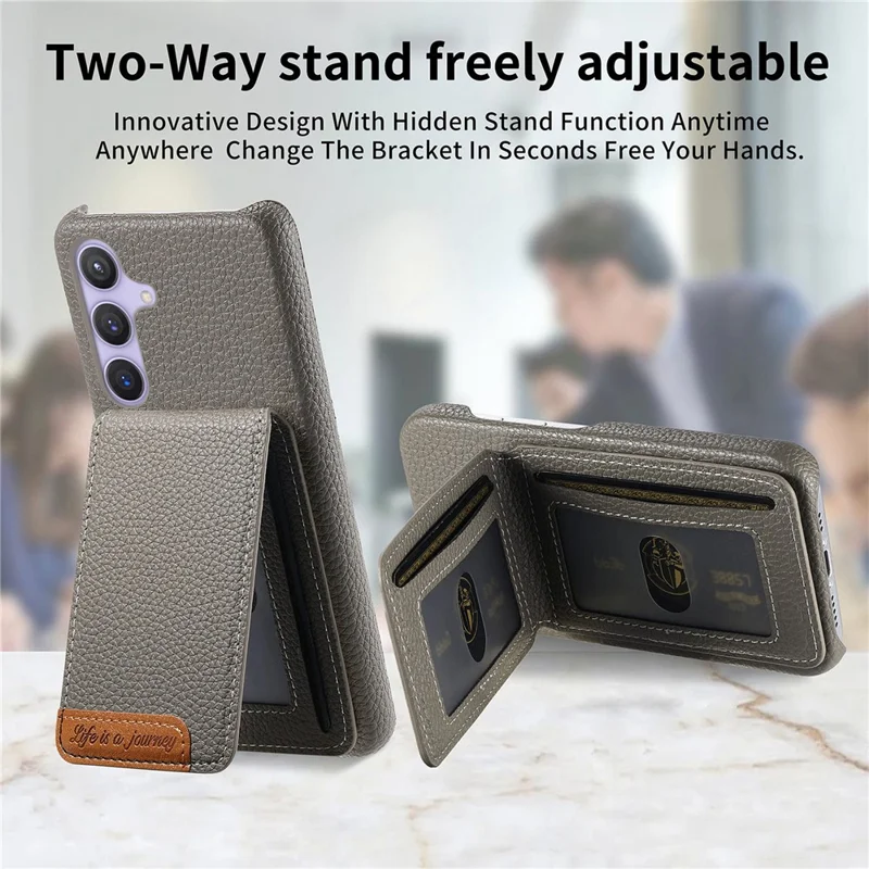 For Samsung Galaxy A16 4G / 5G Case RFID Blocking Card Holder Litchi Texture Leather Back Cover - Grey