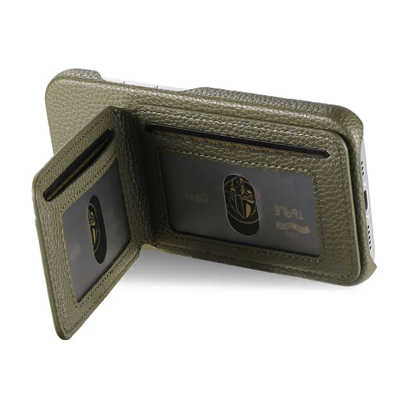 For Xiaomi 15 Case RFID Blocking Card Holder Litchi Texture Leather Back Cover - Midnight Green