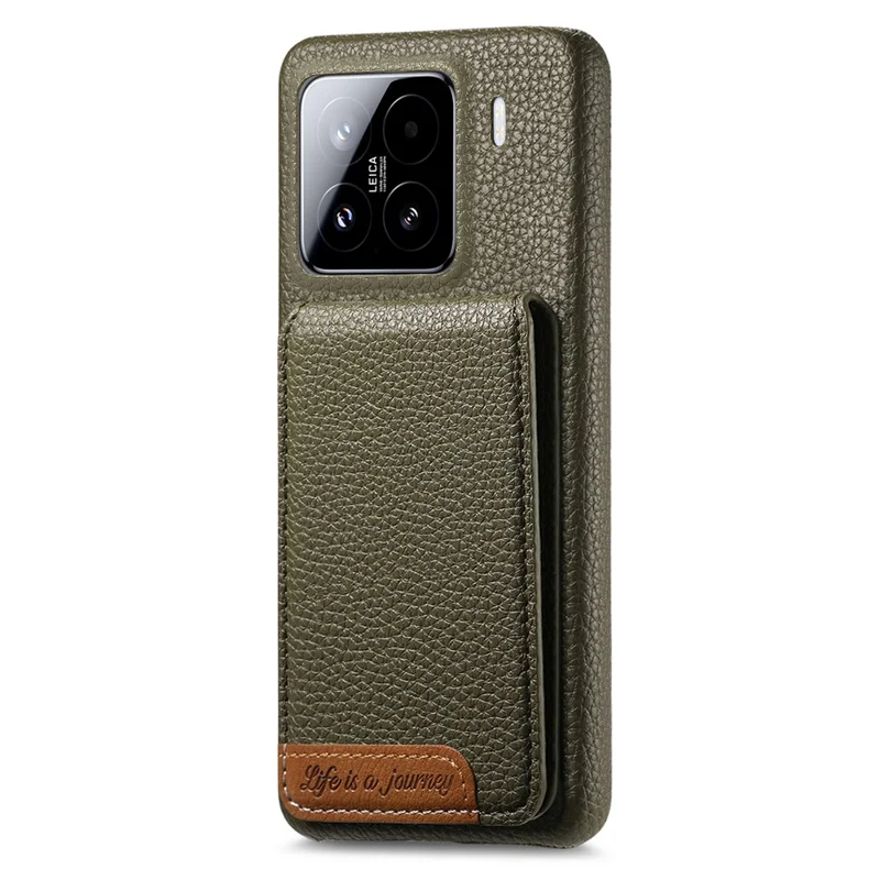 For Xiaomi 15 Case RFID Blocking Card Holder Litchi Texture Leather Back Cover - Midnight Green