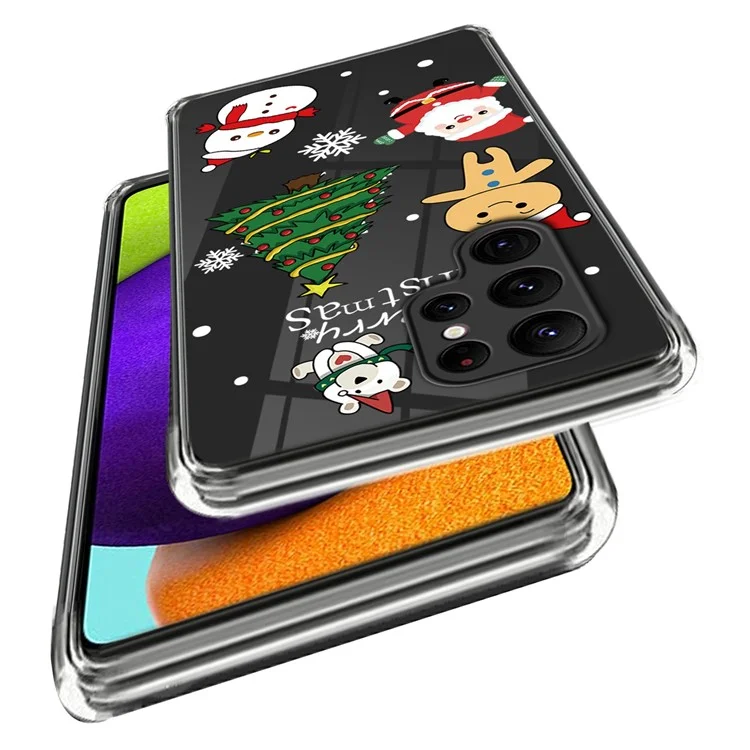 For Samsung Galaxy S23 Ultra Christmas Element Pattern Printing Case Soft TPU Scratch-Resistant Transparent Cover - Christmas Cartoon