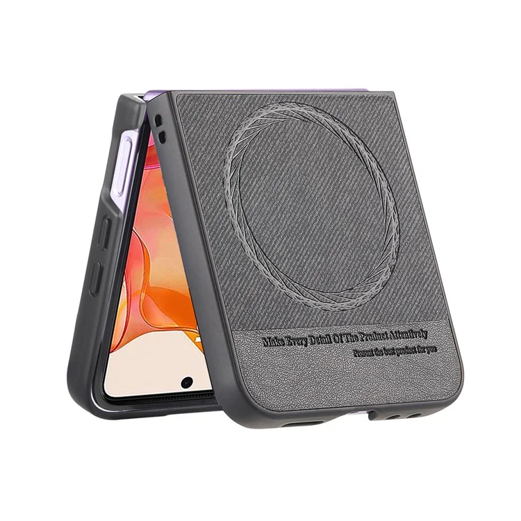 For Motorola Razr 60 Ultra 5G Case Compatible with MagSafe Denim Texture Leather + PC Shockproof Phone Cover - Black