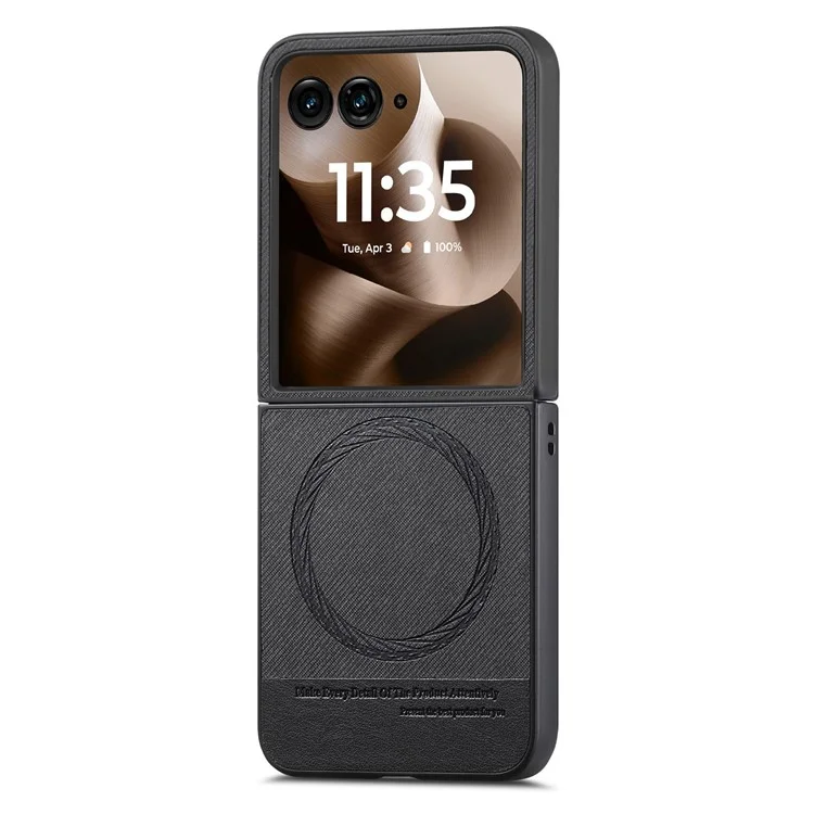 For Motorola Razr 60 Ultra 5G Case Compatible with MagSafe Denim Texture Leather + PC Shockproof Phone Cover - Black