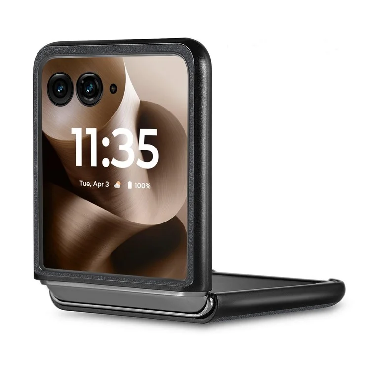 Чехол для Motorola Razr 60 Ultra противоударный тонкий ретро-кожаный задний чехол - Черный