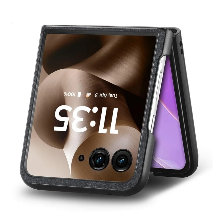 Чехол для Motorola Razr 60 Ultra противоударный тонкий ретро-кожаный задний чехол - Черный