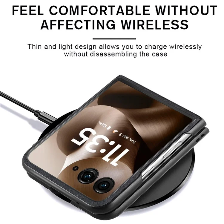 Чехол для Motorola Razr 60 Ultra противоударный тонкий ретро-кожаный задний чехол - Черный