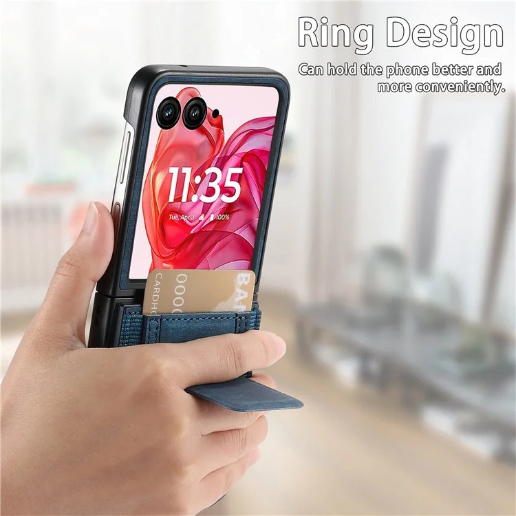 Cover per Motorola Razr 60 Ultra con Supporto, Retro in Pelle con Porta Carte - Blu