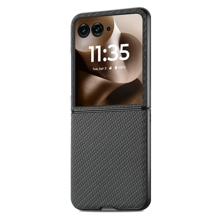 Capa para Motorola Razr 60 Ultra 5G com Textura de Fibra de Carbono PU+PC+TPU - Preta