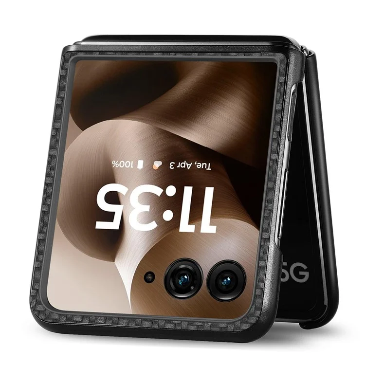 Capa para Motorola Razr 60 Ultra 5G com Textura de Fibra de Carbono PU+PC+TPU - Preta