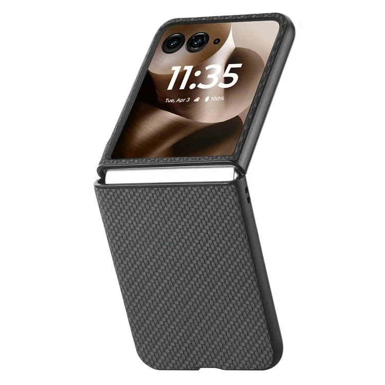 Capa para Motorola Razr 60 Ultra 5G com Textura de Fibra de Carbono PU+PC+TPU - Preta