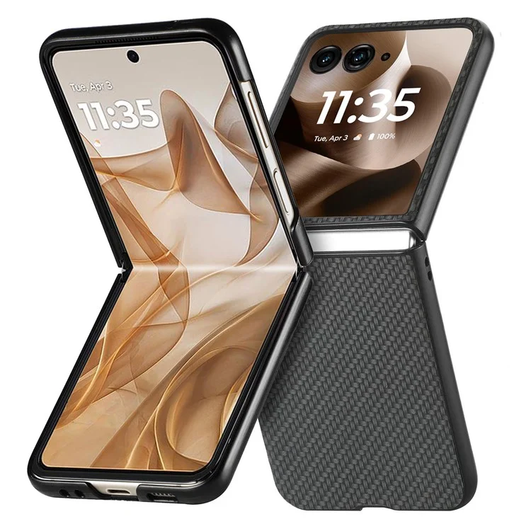 Capa para Motorola Razr 60 Ultra 5G com Textura de Fibra de Carbono PU+PC+TPU - Preta