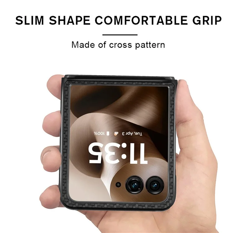 Capa para Motorola Razr 60 Ultra 5G com Textura de Fibra de Carbono PU+PC+TPU - Preta