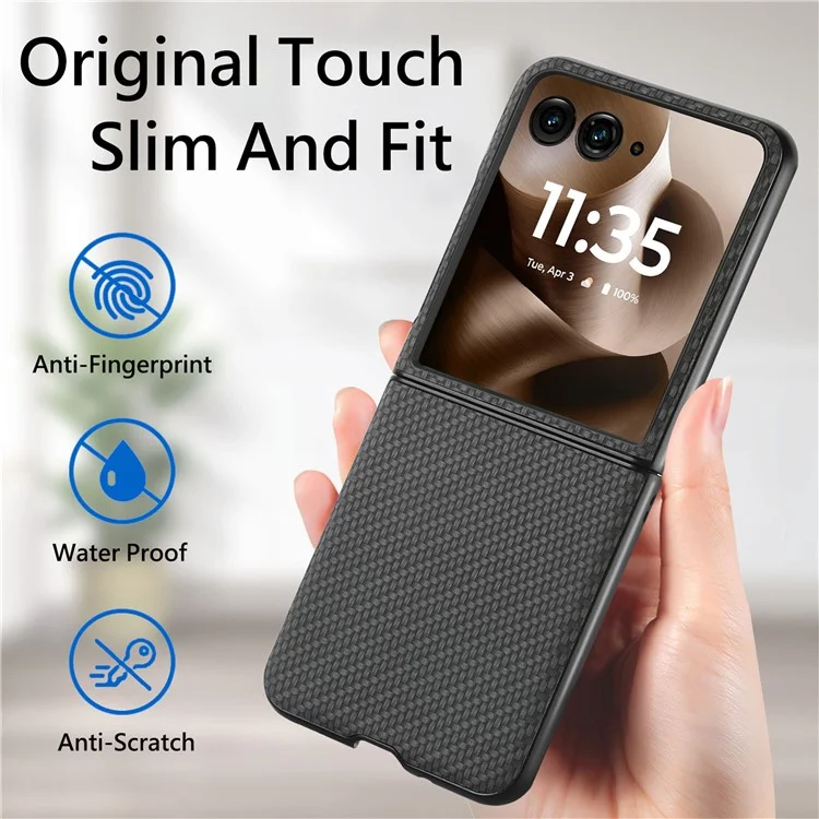 Capa para Motorola Razr 60 Ultra 5G com Textura de Fibra de Carbono PU+PC+TPU - Preta
