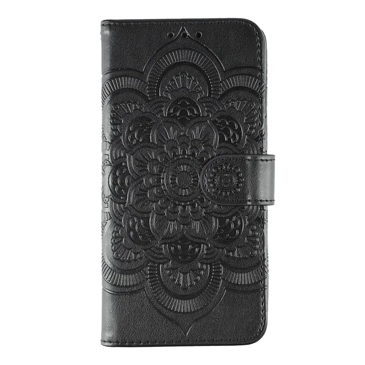 For Nothing CMF Phone 2 Pro Case PU Leather Mandala Imprinted Design Wallet Phone Cover with Wrist Strap - Black