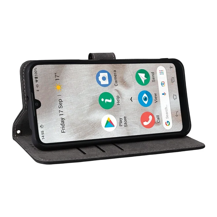 Für Doro 8100 / 8200 Hülle Brieftasche RFID-blockierende PU-Leder Handyhülle mit Ständer und Gurt - Schwarz
