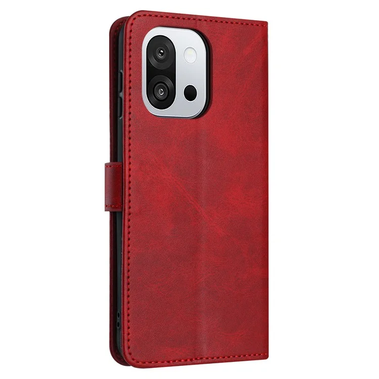 For OnePlus 13T 5G Case Flip Stand PU Leather Wallet Phone Cover Calf Texture - Red