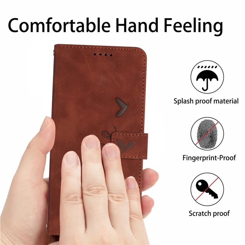 For Sony Xperia 1 VII Stand Case PU Leather Phone Cover Imprinted Heart Pattern - Brown