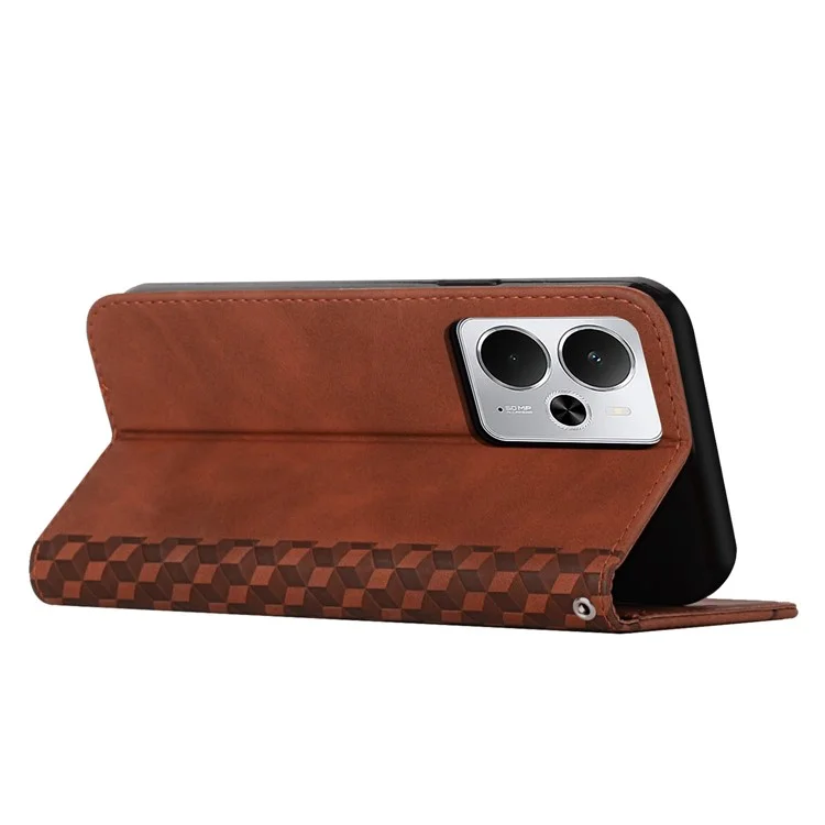 Wallet Case for Realme 14 5G / P3 5G / 14T 5G Leather Phone Cover Pattern Imprinted - Brown