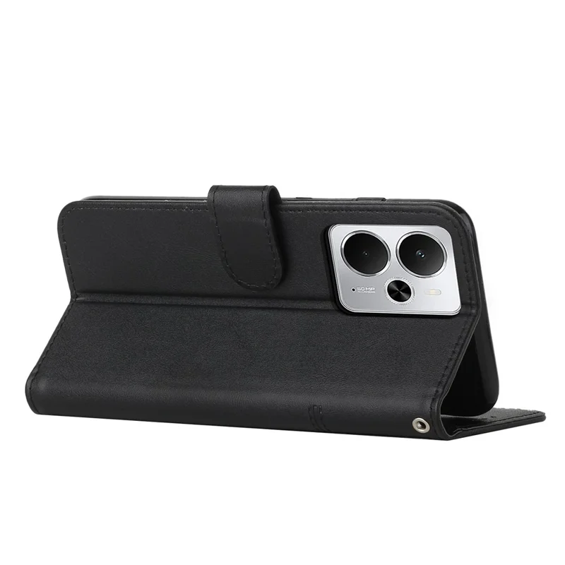For Realme 14 5G / P3 5G / 14T 5G Case Leather Stand Protective Phone Cover - Black
