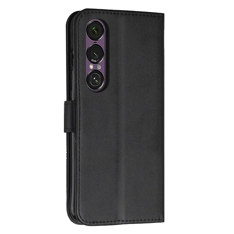 For Sony Xperia 1 VII Case Leather Stand Protective Phone Cover - Black