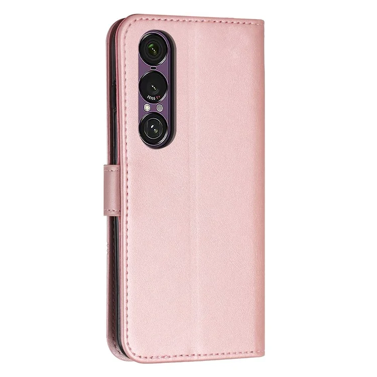 For Sony Xperia 1 VII Case Leather Stand Protective Phone Cover - Rose Gold