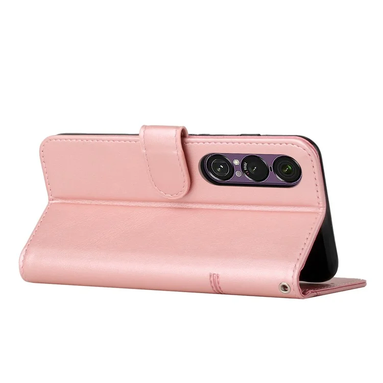 For Sony Xperia 1 VII Case Leather Stand Protective Phone Cover - Rose Gold