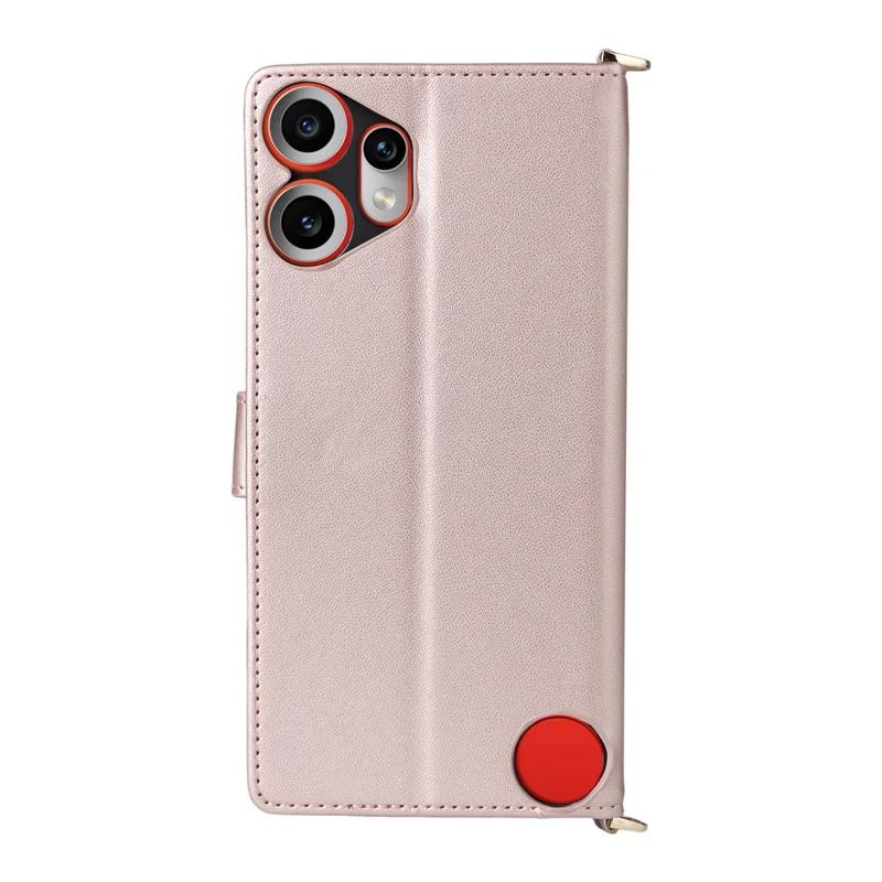 For Nothing CMF Phone 2 Pro Case with Shoulder / Wrist Strap Leather Phone Cover Stand Wallet - Pink