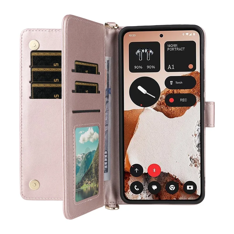 For Nothing CMF Phone 2 Pro Case with Shoulder / Wrist Strap Leather Phone Cover Stand Wallet - Pink