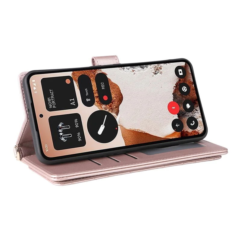 For Nothing CMF Phone 2 Pro Case with Shoulder / Wrist Strap Leather Phone Cover Stand Wallet - Pink