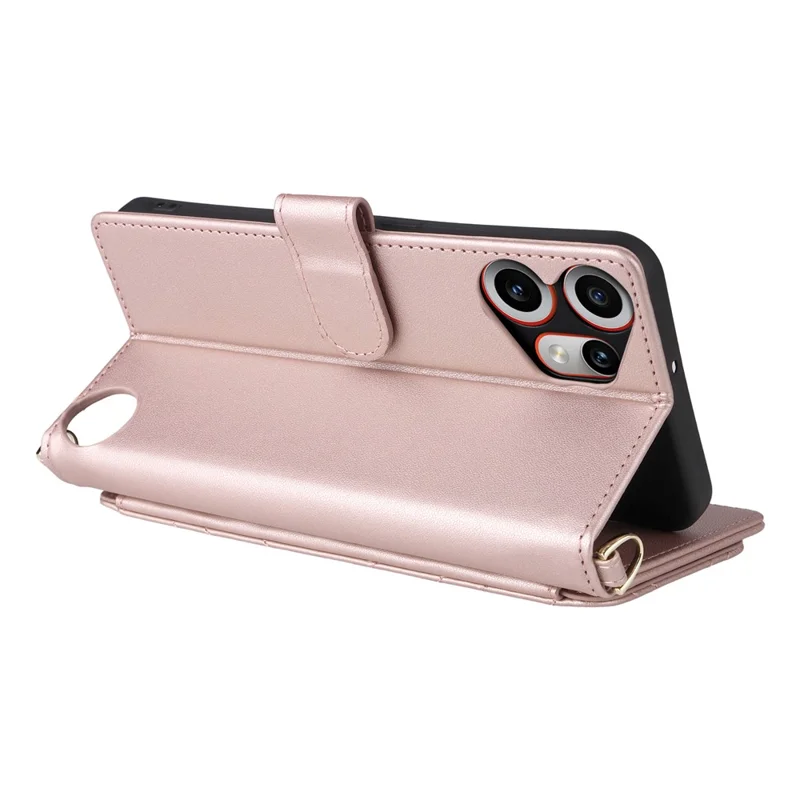 For Nothing CMF Phone 2 Pro Case with Shoulder / Wrist Strap Leather Phone Cover Stand Wallet - Pink