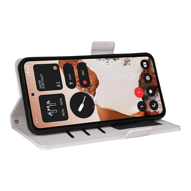 Étui de téléphone Pour Rien CMF 2 Pro avec dragonne Texture de litchi Étui portefeuille en cuir PU - Blanc