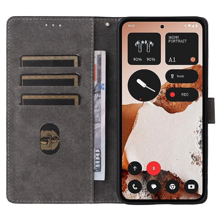 Funda Cartera For Nothing CMF Phone 2 Pro con Bloqueo RFID de Cuero PU con Soporte y Correa - Negro