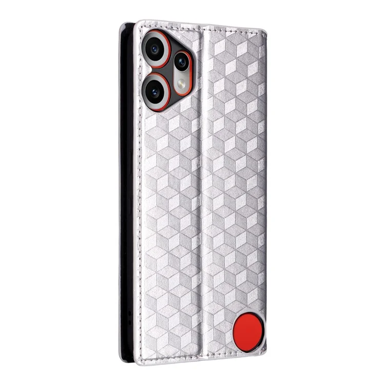 For Nothing CMF Phone 2 Pro Case Wallet Rhombus Imprinted Leather Phone Cover - Silver