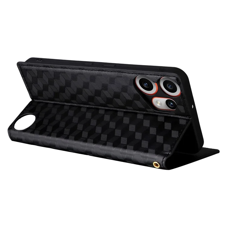For Nothing CMF Phone 2 Pro Case Wallet Rhombus Imprinted Leather Phone Cover - Black