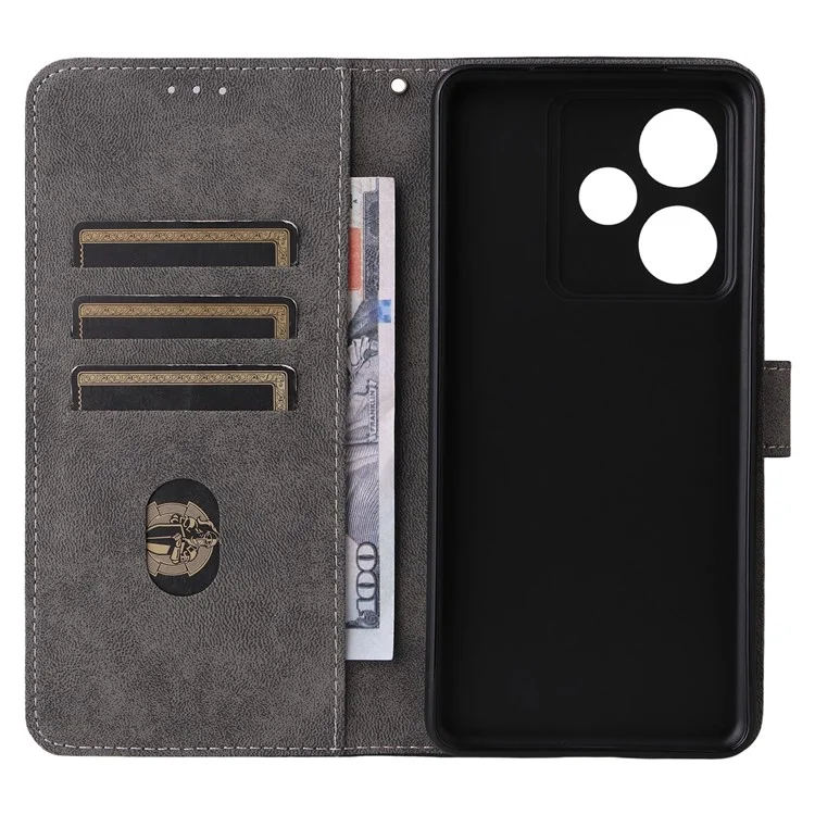 For Realme GT 7 5G Case Wallet RFID Blocking PU Leather Phone Cover Stand with Strap - Black