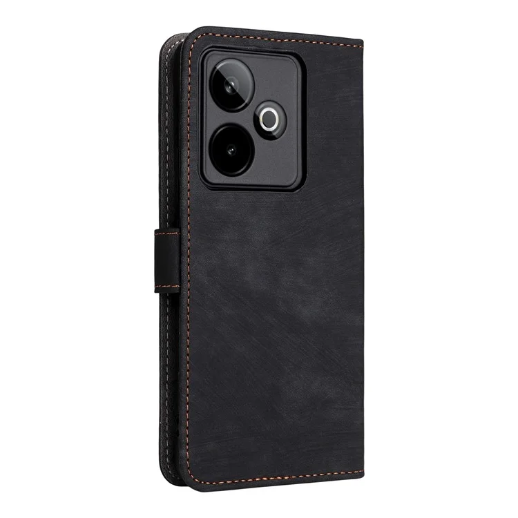 For Realme GT 7 5G Case Wallet RFID Blocking PU Leather Phone Cover Stand with Strap - Black