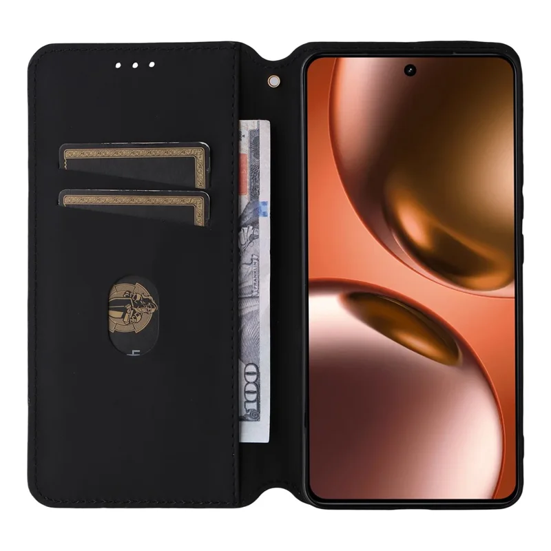 Capa Carteira para Realme GT 7 5G com Estampa de Losango em Couro - Prata