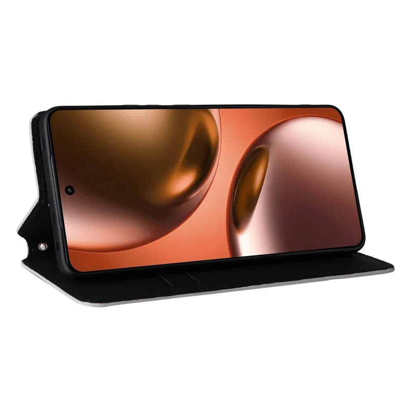 Capa Carteira para Realme GT 7 5G com Estampa de Losango em Couro - Prata