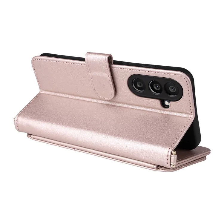 Pour Samsung Galaxy M56 5G Étui avec bandoulière / sangle de poignet Étui en cuir Téléphone Support Portefeuille - Rose