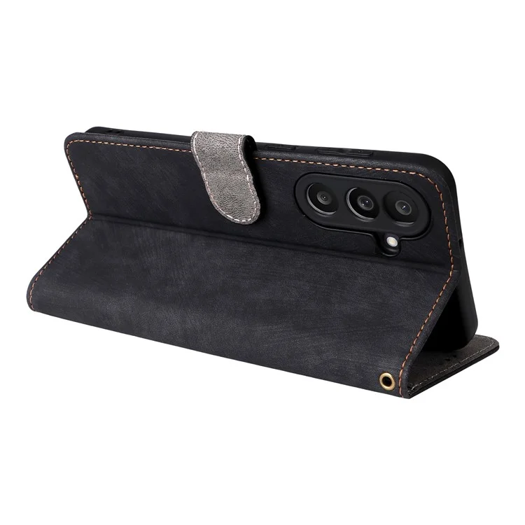 Étui pour Samsung Galaxy M56 5G Portefeuille Blocage RFID Cuir PU Étui téléphone Debout avec Sangle - Noir