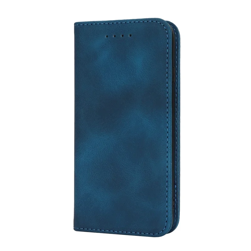 For iPhone SE (2022)  /  (2020)  /  8  /  7 Stand Case Magnetic Closure Skin Touch Leather Flip Phone Cover with Wallet - Blue