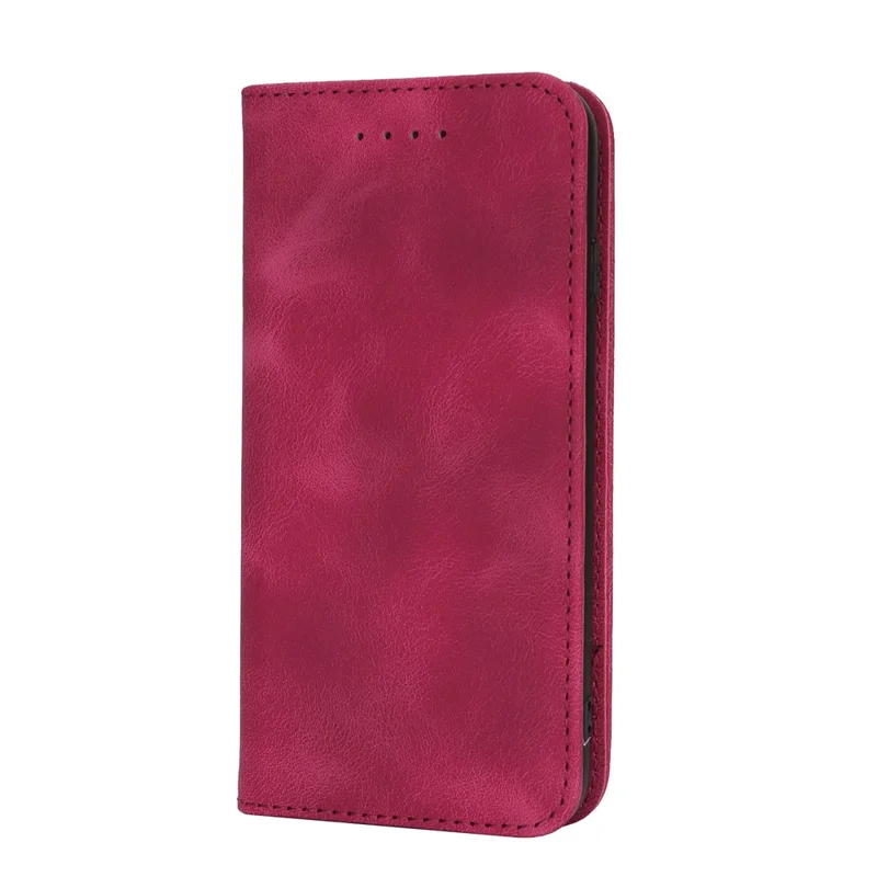 For iPhone SE (2022)  /  (2020)  /  8  /  7 Stand Case Magnetic Closure Skin Touch Leather Flip Phone Cover with Wallet - Red